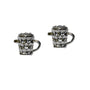 Raise a toast to style with the Beer Mug Cufflinks, featuring a silver-toned design reminiscent of beer mugs, complete with a textured surface and circular accents. Cheers!