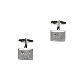 The No. 1 Dad Cufflinks, engraved with "No. 1 Dad," are set on a plain white background, creating the perfect elegant gift for Father's Day.