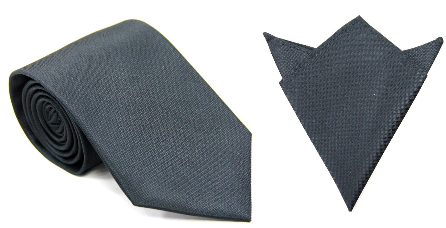 Black Business Tie & Pocket Square Set