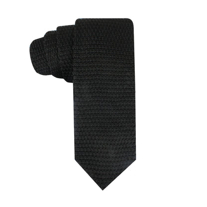 A classic Black Knit Tie on a white background.