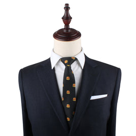 A mannequin in a dark suit, complete with a white shirt and the Black Tie Slim Burger, adds culinary-inspired charm to the display.