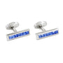 A pair of Blue Ice Cufflinks on a white background.