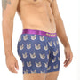 A man stands confidently in Blue Eyed Cat Underwear, featuring playful cat faces, striking a perfect balance between comfort and style against the stark white backdrop.