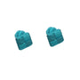 Two teal woven fabric knots exude timeless elegance, reminiscent of the classic style of Turquoise Square Cufflinks, against a white background.