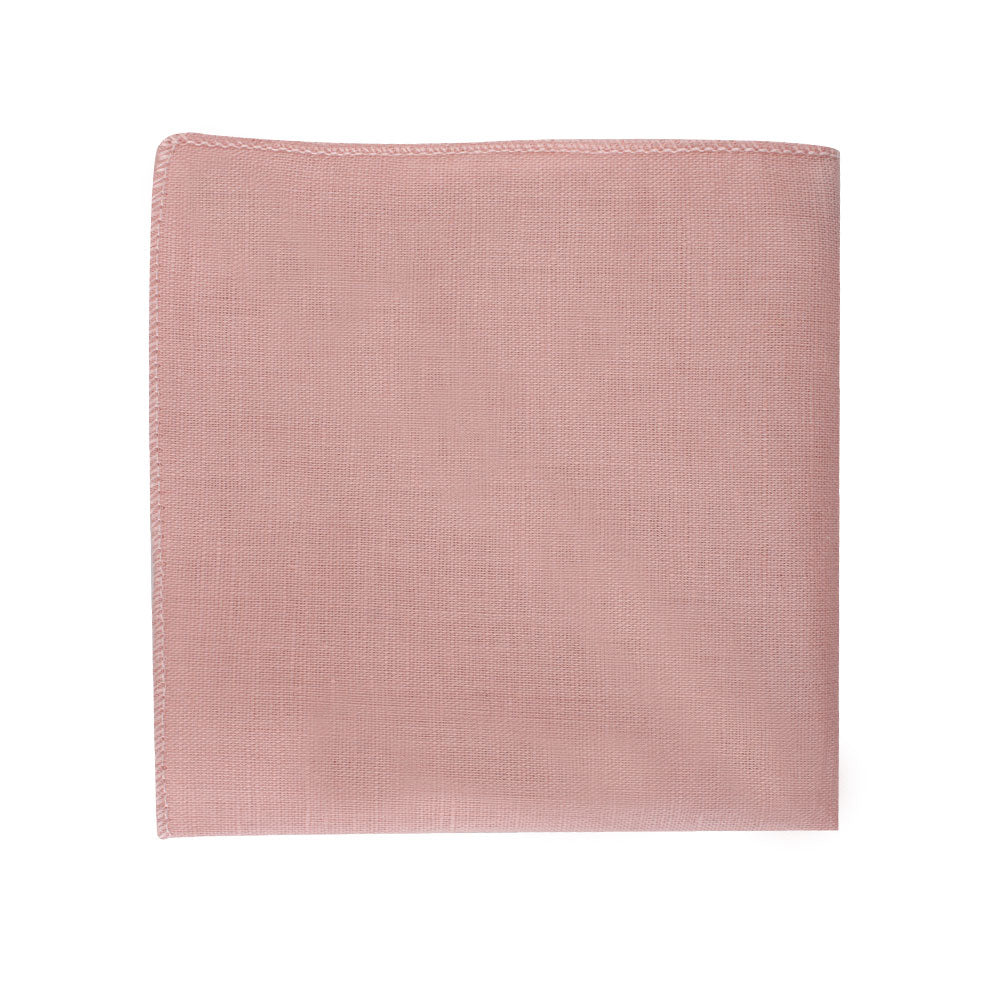 Blush Pink Skinny Necktie and Pocket Square Set: A pink pocket square on a white background.