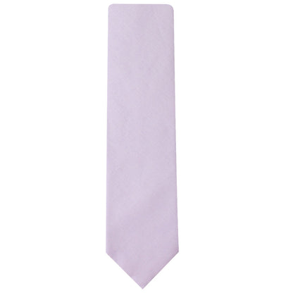 A luxurious Blush Purple Skinny Necktie, paired with a pocket square, elegantly showcased on a white background.