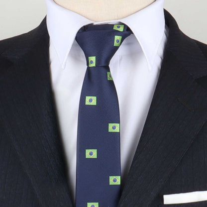 A mannequin wearing a Brazil Flag Skinny Tie.