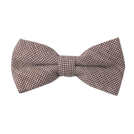 A timeless Brown Mini Houndstooth Bow Tie on a white background.