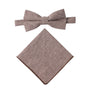 Brown Mini Houndstooth Cotton Bow Tie & Pocket Square Set