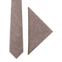 Brown Mini Houndstooth Cotton Skinny Tie & Pocket Square Set