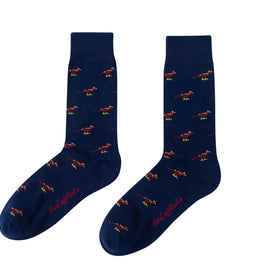A pair of blue Cardinal Bird Socks.