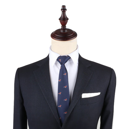 A mannequin wearing a suit and Cardinal Necktie exudes vivid elegance.