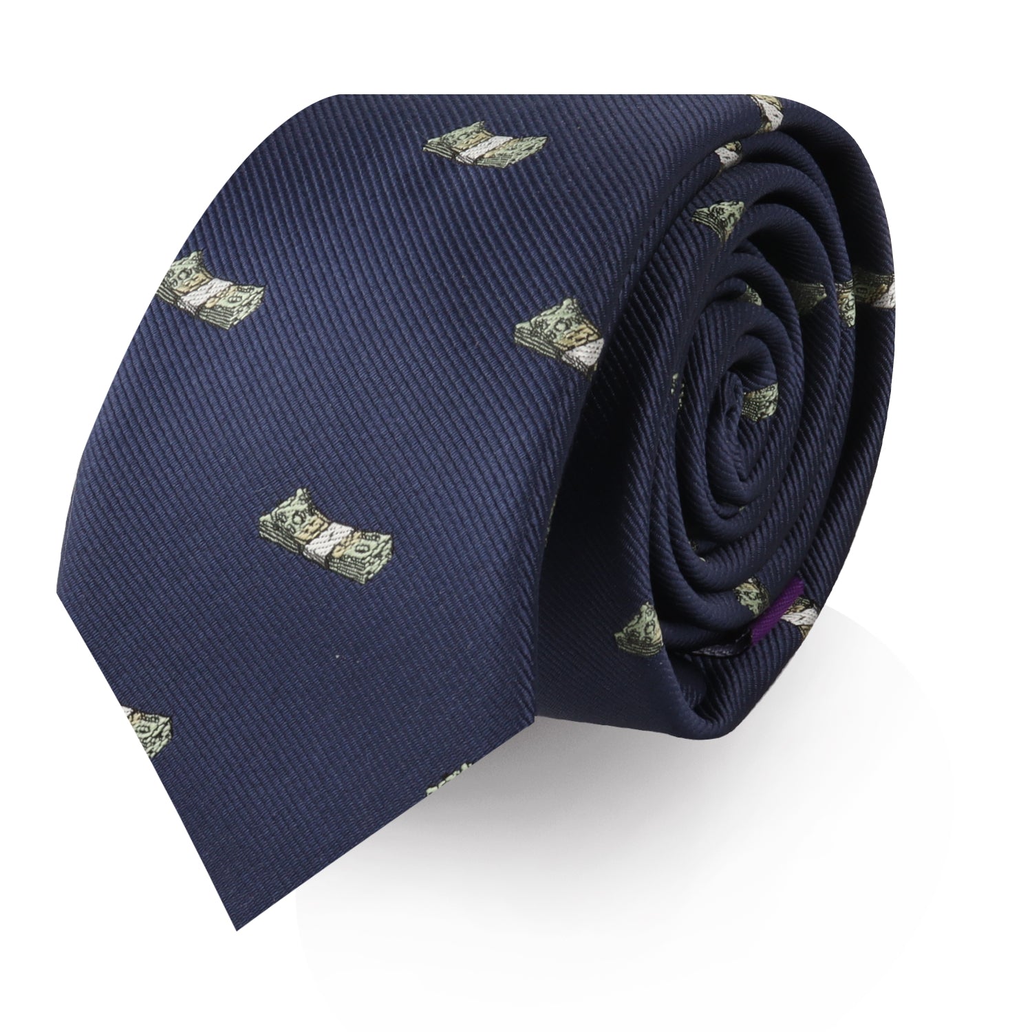 A Cash Print Tie with money printed on it.