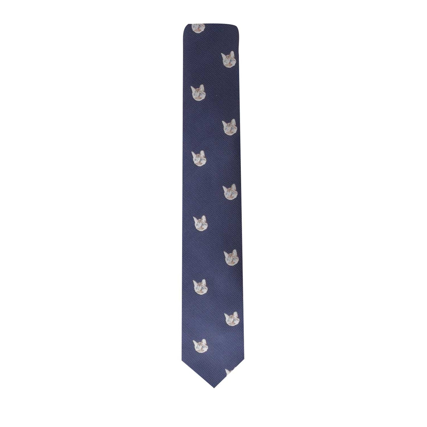 A Cat Themed Tie with a white owl on it.