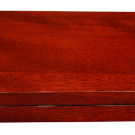 The Cherry Wood Cufflink Box features a closed rectangular design with a polished reddish-brown finish, ideal for the modern gentleman, shown against a white background.