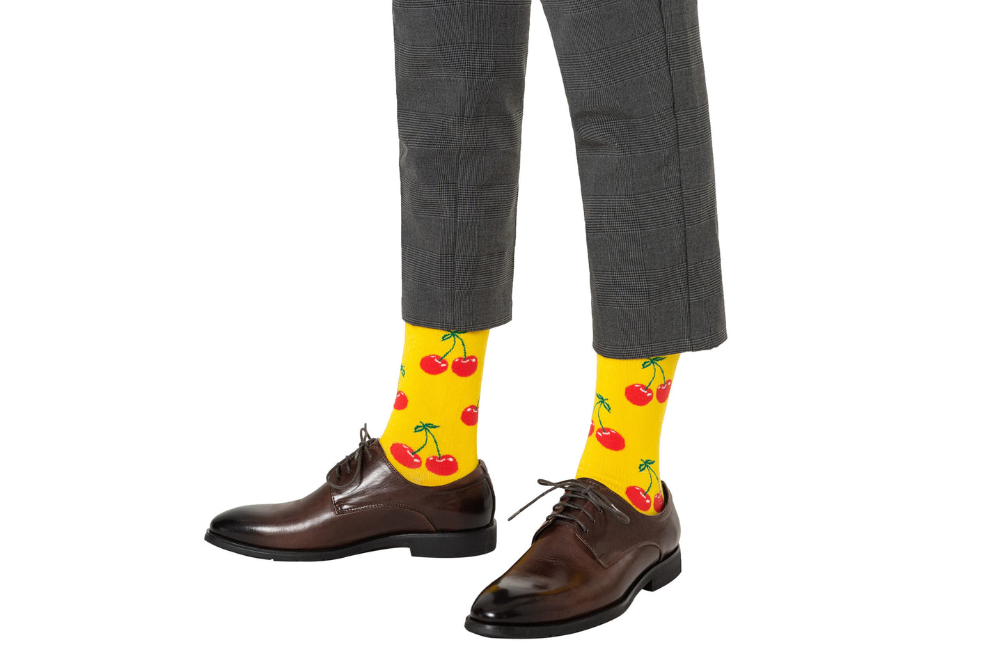 A man wearing a pair of Cherry Socks.