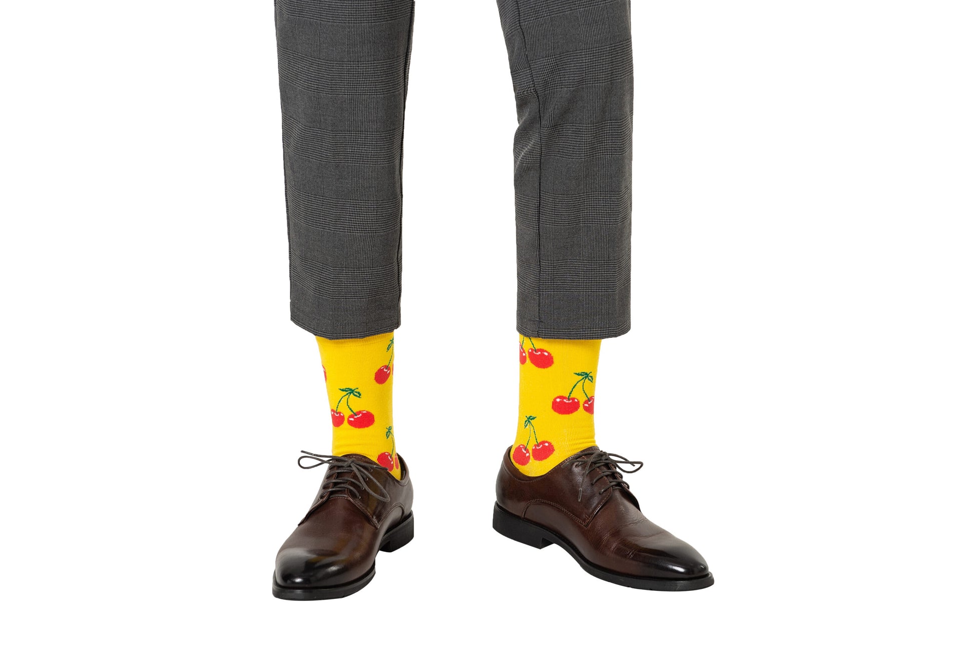 A man wearing a pair of Cherry Socks.