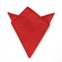 A Red Pocket Square, elegantly folded into a geometric shape with dual pointed corners on a white background, is ideal for adding sophistication to weddings and black-tie events.