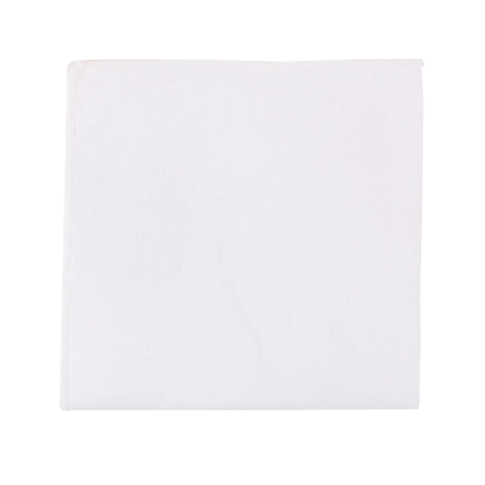 Classic White Cotton Bow Tie & Pocket Square Set on a white background.