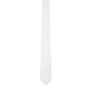 The Classic White Cotton Skinny Tie resting on a white background exudes sartorial elegance, reminiscent of a rose in full bloom.