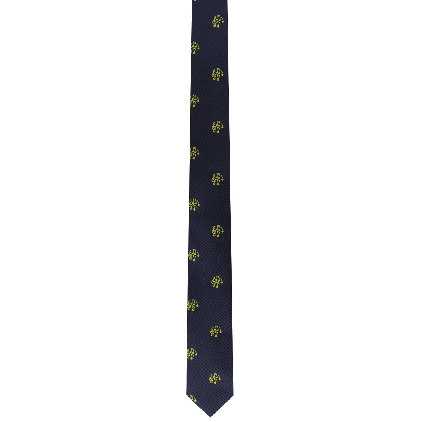 The Concert Tie features a sleek black design enhanced by small, repeating yellow floral patterns that effortlessly harmonize any look.