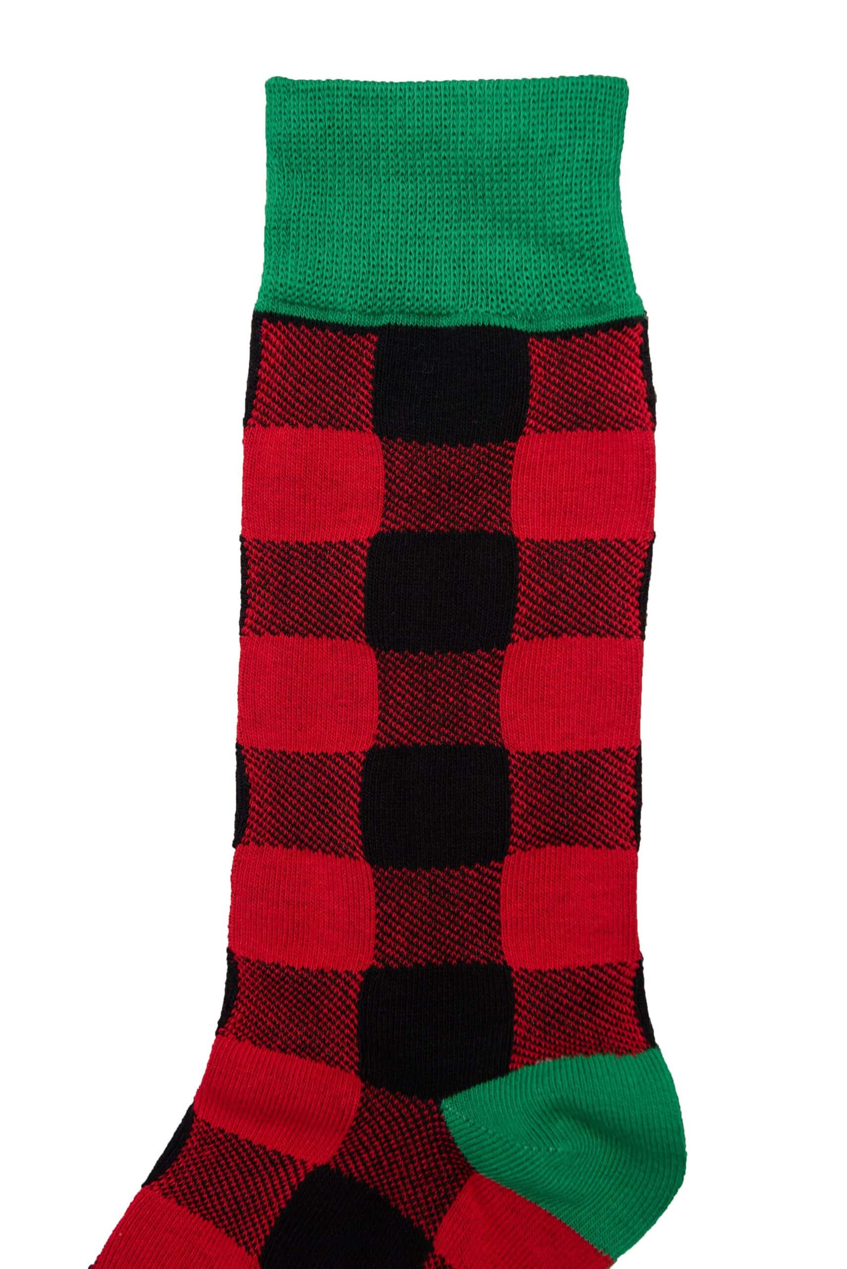 A red and black Cross Hatch Stripes sock.