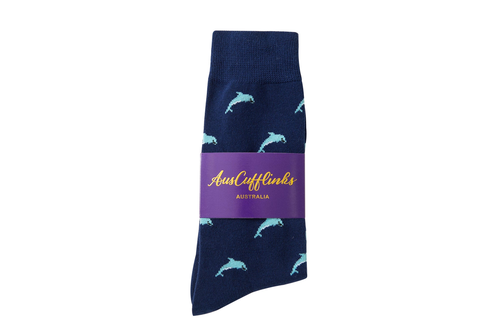 A blue Dolphin Sock is a playful addition to any sock collection.