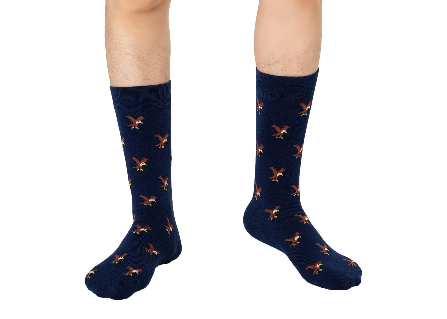 A man wearing a pair of Eagle Socks.