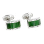 A pair of Emerald Green Cufflinks with a touch of regal elegance, featuring a verdant green inlay design.