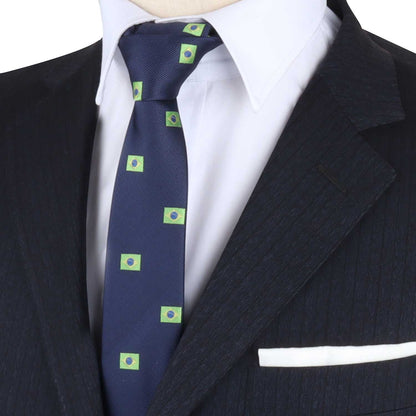 A mannequin in a suit with a Flag Print Skinny Tie.