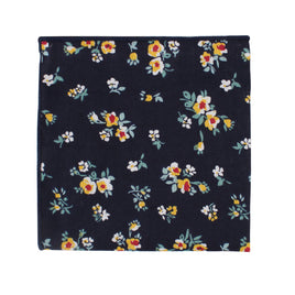Floral Navy Yellow Pocket Square