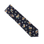 Floral Navy Yellow Skinny Cotton Tie, showcasing a pattern of small yellow, orange, and white flowers for a touch of sartorial elegance.