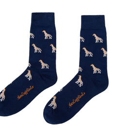 A pair of blue Giraffe Socks.