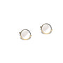 The gold-rimmed Mother of Pearl Cufflinks, resembling ocean's treasures, are elegantly displayed on a white background.