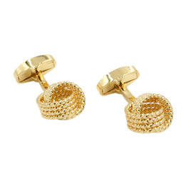 Gold Knot Premium Cufflinks feature a braided rope design and a smooth rectangular toggle backing, ideal for the discerning gentleman.