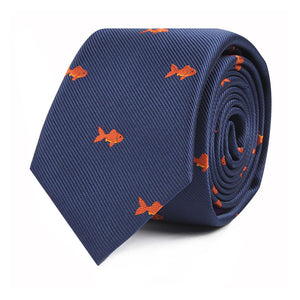 A rolled-up Goldfish Skinny Tie exuding an artistic charm.