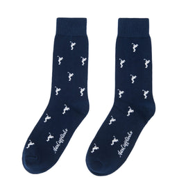 A pair of Golf Swing Socks with white deer designs.