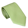 A rolled-up Classic Lime Green Skinny Tie with a smooth texture, showcased on a plain white background, perfect for adding a touch of spring style to your wardrobe.