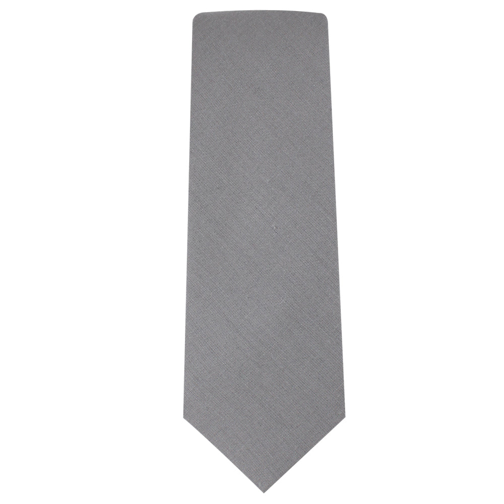 Brushed Grey Skinny Cotton Tie