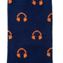 A pair of Headphones Socks with orange headphones on them.