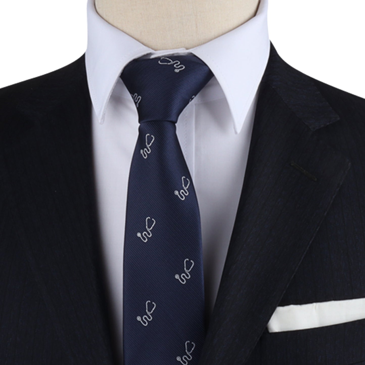 A mannequin donning a Hosptial Theme Skinny Tie.