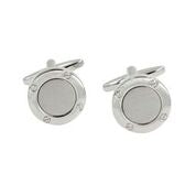 The Inner Circle Silver Cufflinks feature a round design with a polished center and charming decorative border.