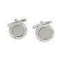 The Inner Circle Silver Cufflinks feature a round design with a polished center and charming decorative border.