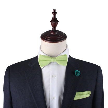 Lime Green Cotton Bow Tie & Pocket Square Set