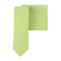 Lime Green Cotton Skinny Tie & Pocket Square Set, arranged neatly with the tie on the left and the pocket square on the right, perfect for creating a sharp silhouette.