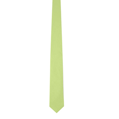 The Lime Green Cotton Skinny Tie, set against a white background, is perfect for bringing a playful touch to your spring wardrobe.