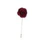 The Maroon Flower Lapel Pin features a long silver pin and cap, adding style and elegance to any outfit.