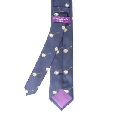 A Musical Instrument Tie with a baseball design on it, adding a touch of sophistication.