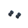 Two navy blue sphere cufflinks, embodying timeless sophistication, rest elegantly on a plain white background.