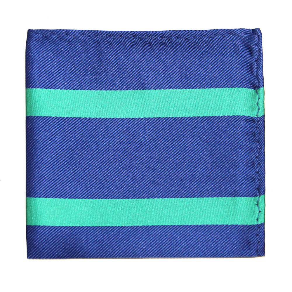 Navy Green Stripe Business Tie & Pocket Square Set